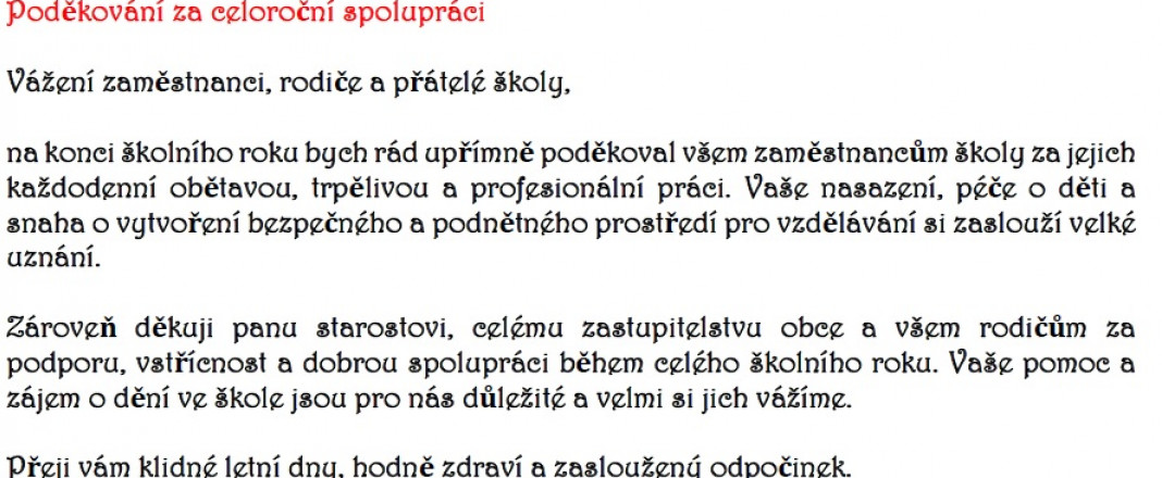 PODĚKOVÁNÍ